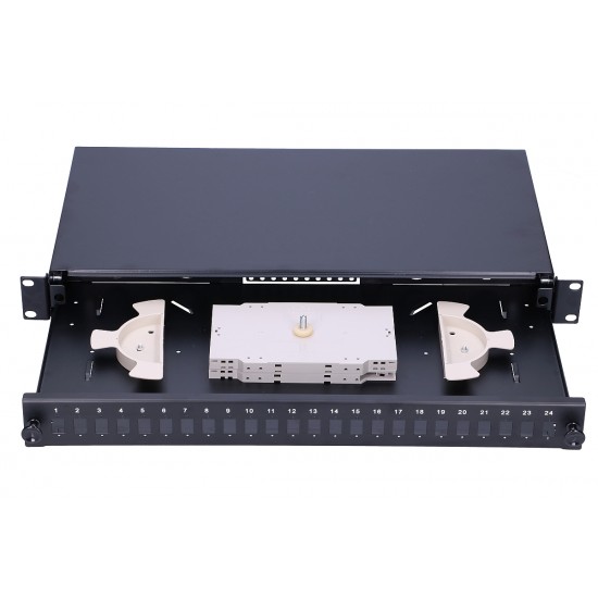 Extralink 24 Core Fiber Optic Patch Panel Black