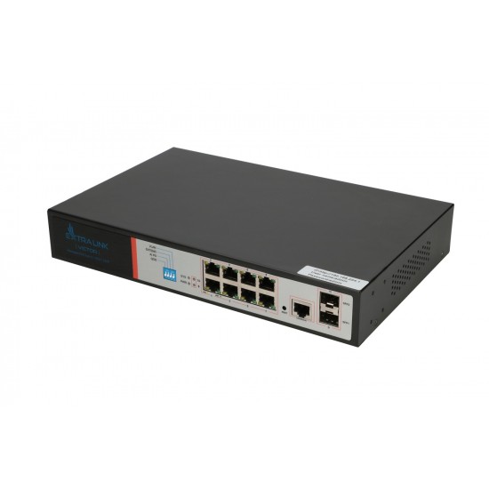 EXTRALINK VICTOR EX-2500G-10MPS FULL GIGABIT MANAGED POE SWITCH 8X 10/100 / 1000M TX with POE AT / AF 48V, 1 CONSOLE PORT, 2X GE SFP, 150W