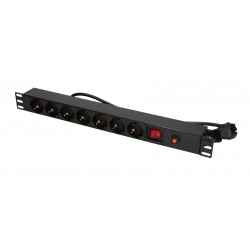 Extralink 19" 1U 7 Socke EtU TYPE Power PDU With Switch PDU 7-EU