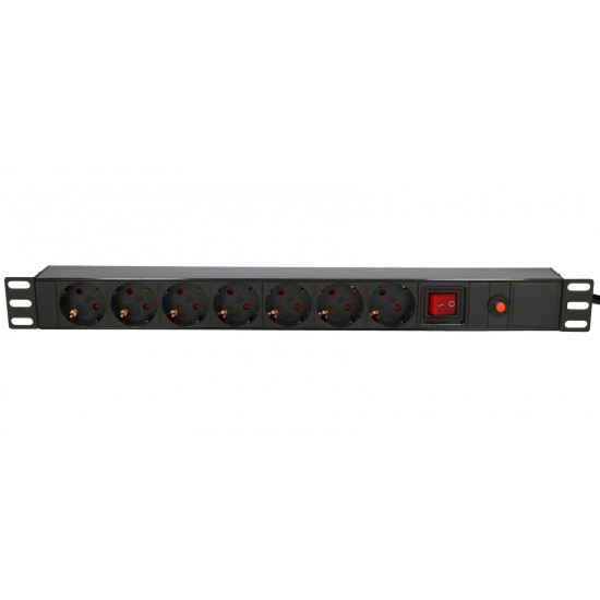 Extralink 19" 1U 7 Socke EtU TYPE Power PDU With Switch PDU 7-EU